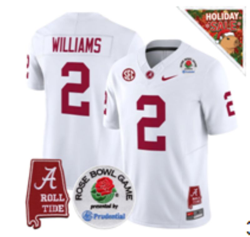 Men Alabama Crimson Tide #2 Williams White Nike 2026 NCAA Jersey 01-0